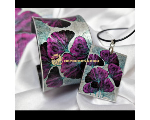 Bratara si colier Ginkgo Biloba - ciclamen