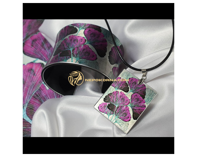 Bratara si colier Ginkgo Biloba - ciclamen