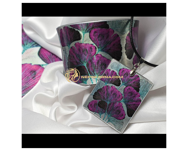 Bratara si colier Ginkgo Biloba - ciclamen