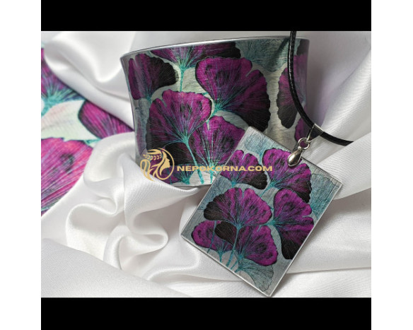 Bratara si colier Ginkgo Biloba - ciclamen