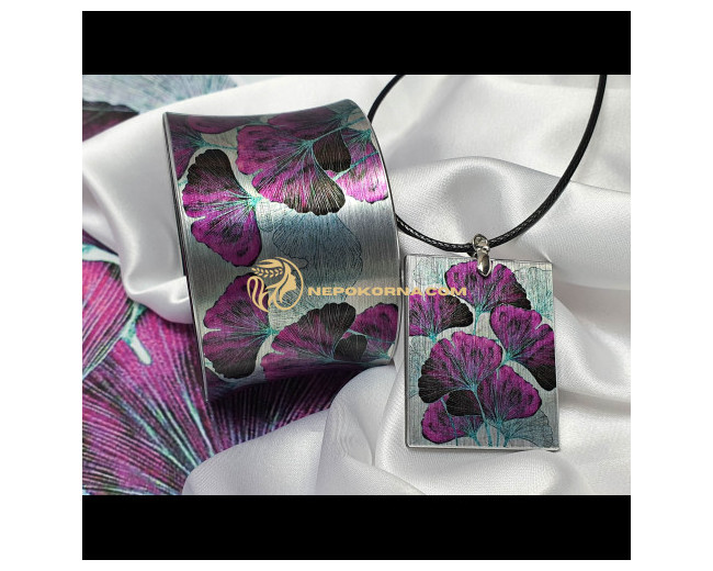 Bratara si colier Ginkgo Biloba - ciclamen