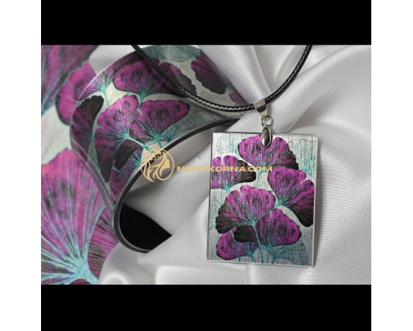 Bratara si colier Ginkgo Biloba - ciclamen