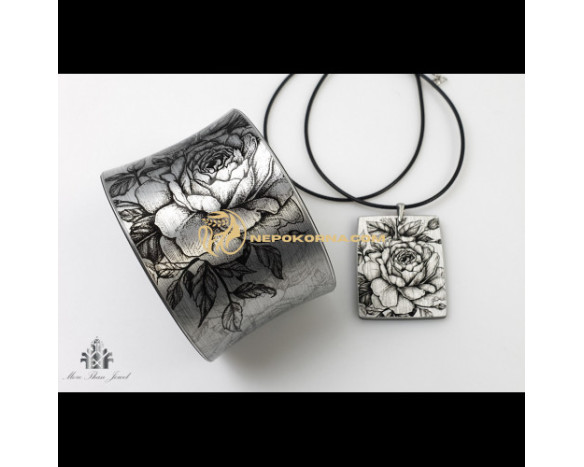 Bratara si colier - Trandafir negru