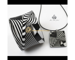 Bratara si colier - Contraste alb