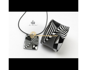 Bratara si colier - Contraste alb 2