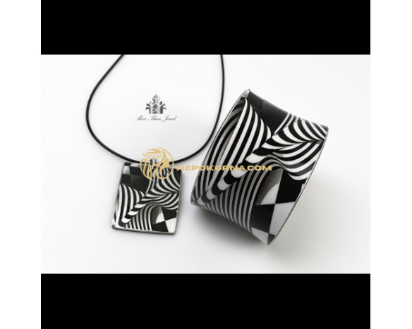 Bratara si colier - Contraste alb