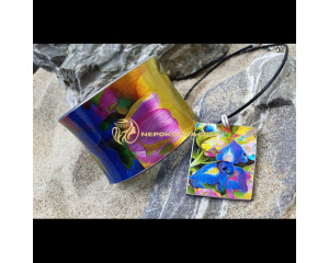 Bratara si colier - Iris albastru 2