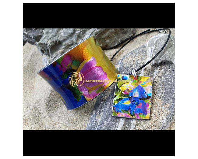 Bratara si colier - Iris albastru