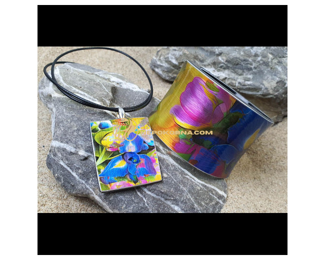 Bratara si colier - Iris albastru