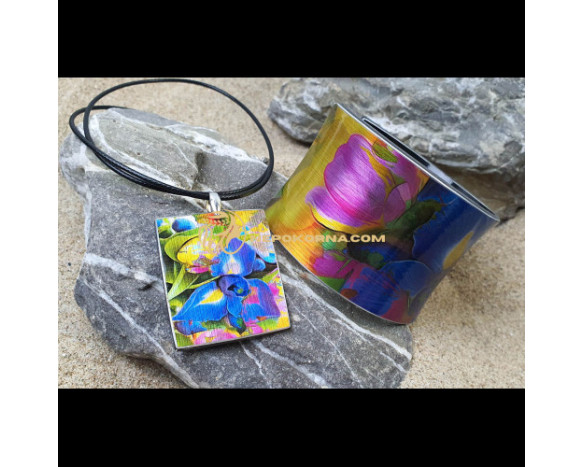 Bratara si colier - Iris albastru