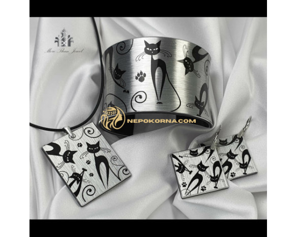 Set complet Mata neagra in argintiu