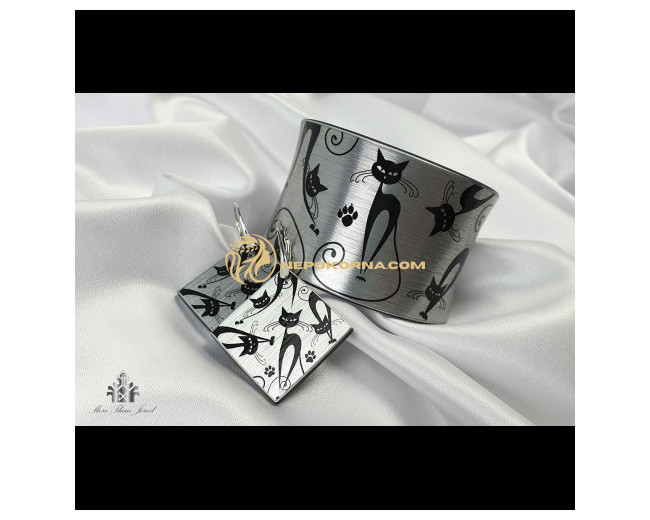 Set complet Mata neagra in argintiu