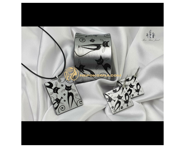 Set complet Mata neagra in argintiu