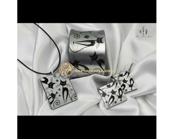 Set complet Mata neagra in argintiu