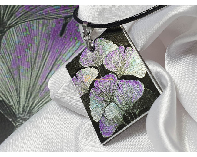 Bratara si colier Ginkgo Biloba negru-violet