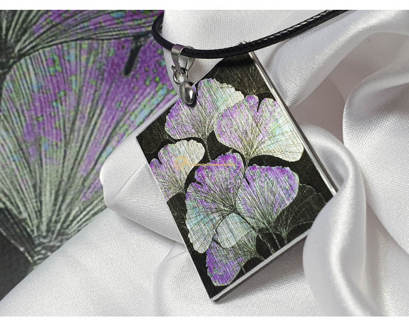 Bratara si colier Ginkgo Biloba negru-violet