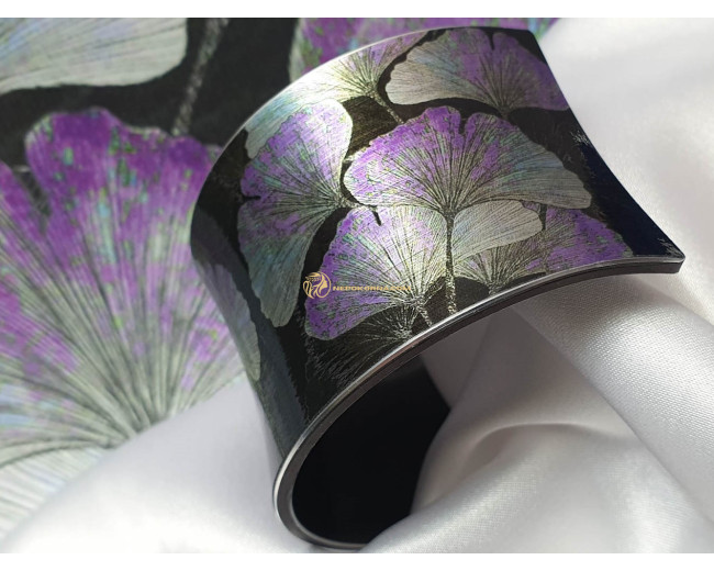 Bratara Ginkgo Biloba negru-violet