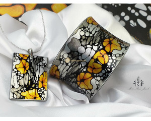 Bratara si colier - Fluturi portocalii