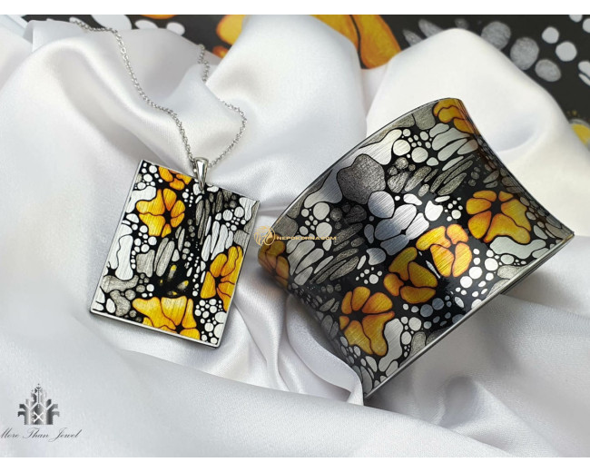 Bratara si colier - Fluturi portocalii