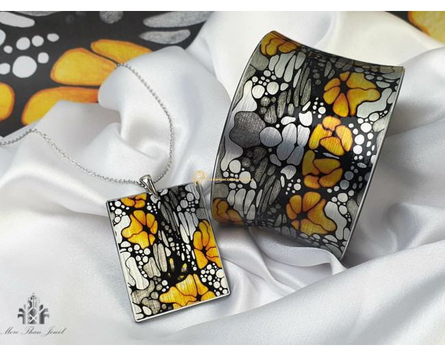 Bratara si colier - Fluturi portocalii