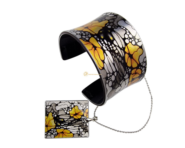 Bratara si colier - Fluturi portocalii